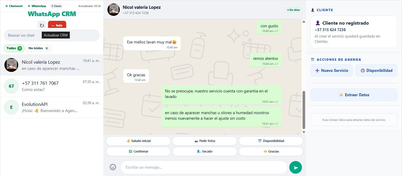 Captura real del CRM de Agenda Tu Lavado